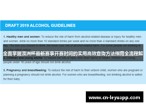 全面掌握澳洲杯最新赛事开赛时间的实用高效查询方法指南全流程解